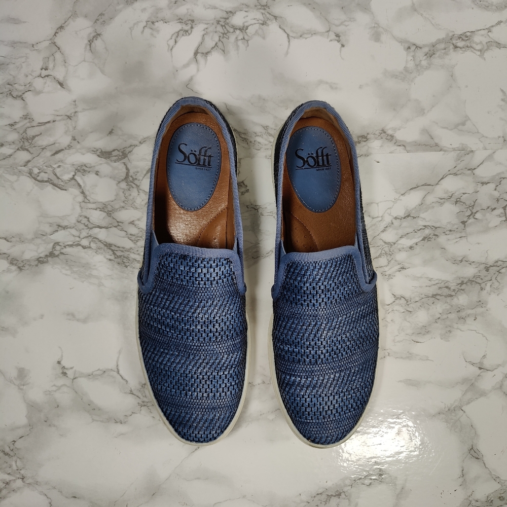 Sofft Somers Blue Woven Slip On Sneakers Size 9 - Picture 2 of 8